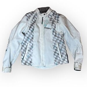 SHIFT Motorcross Motorcycle Jacket White & Teal Plastic Armored Women’s Small